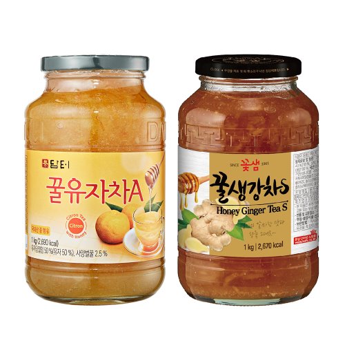 담터 꿀유자차A 1kg + 꽃샘 꿀생강차S 1kg